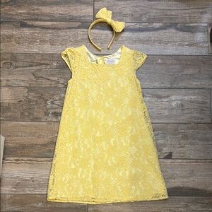 Yellow Lace Dress with Matching Headband